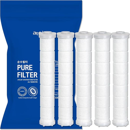Showerhead Replacement Filters Inspired By Korea's Beauty Culture | Pure Carbon Filters (5 Filters) – Compatible with Atojet AJ8200MC (AJ8200MC-FLT-5PC)