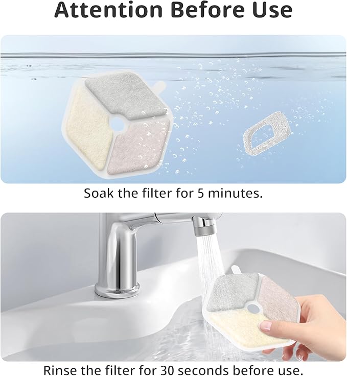 Cat Water Fountain Filter Pet Drinking Fountain Filter & Sponges for 152oz/4.5L Wireless Cat Water Fountain,Triple Filtration System for PTM-643 models, 18 Pack (18 Filters and Sponges)