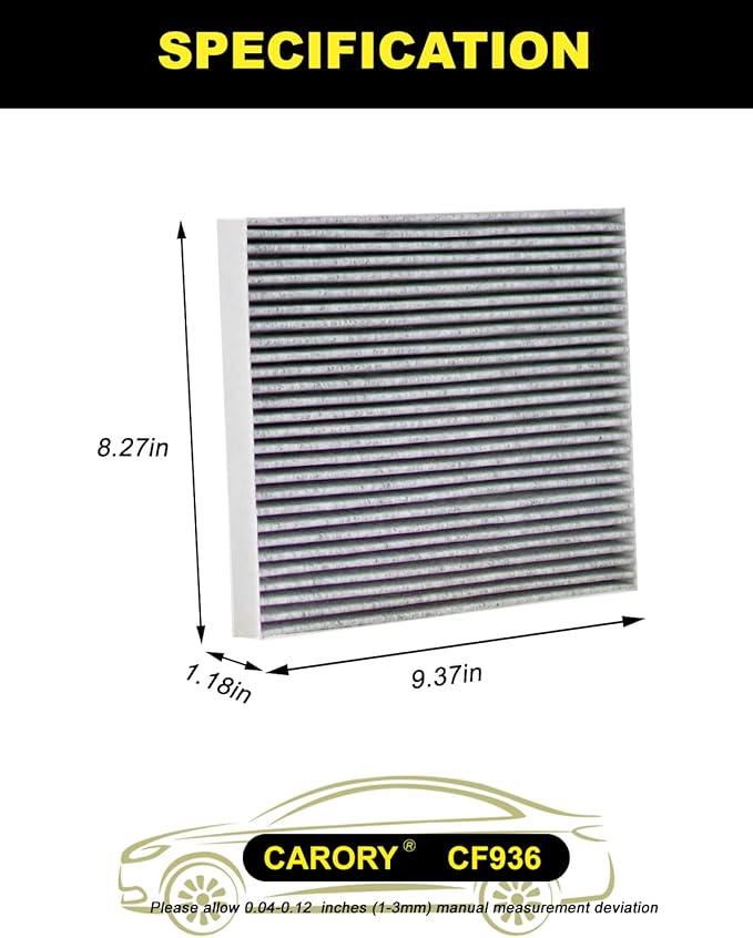 CARORY Cabin Air Filter w/Activated Carbon for Hyundai Palisade 2020 2021 2022 2023 2024 2025, CF12936, 97133-S8000