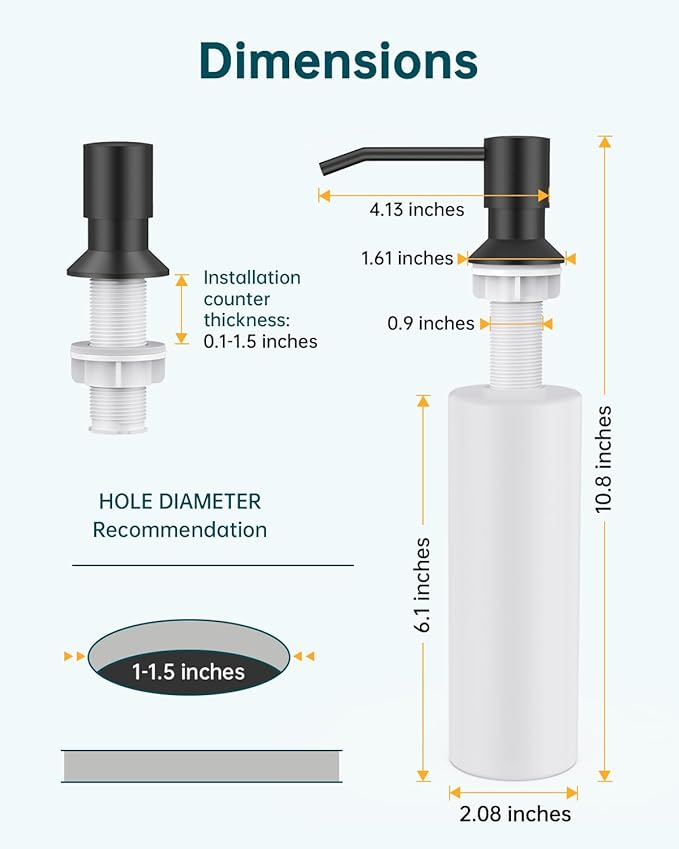 Hiqufet Black Kitchen Faucet with Soap Dispenser & Pull Down Sprayer, Rv Kitchen Sink Faucets for Pot Filler, Farmhouse Camper Bar Sink Laundry, RV Bathroom, Single Hole Single Handle Stainless Steel