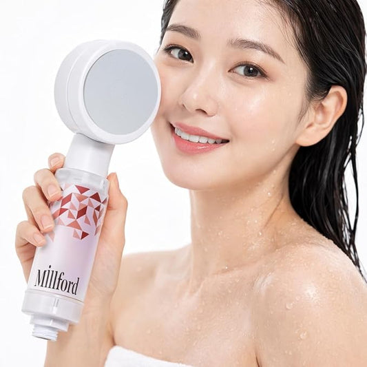 Vitamin C Shower Filter - Korean Acne Care Filter for Redness Relief, Removes 99% Chlorine & Impurities, Natural Shower Infuser Detox, Deep Cleanse for Face & Body Breakouts (Floral)