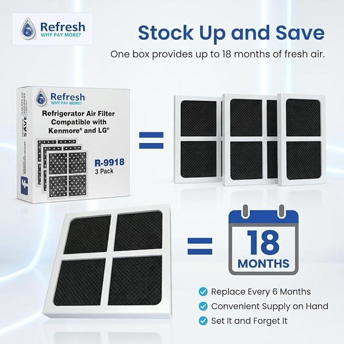Refresh R-9918 Replacement Compatible with Kenmore 46-9918, 9918, 469918, ADQ73214402, ADQ73214404 and LG LT120F Refrigerator Air Filter