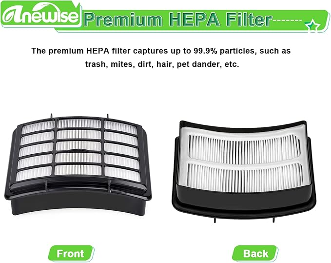 Anewise Replacement Filters for Shark Navigator Lift-Away XL CU510, CU512, CU500, CU520 Deluxe NV350, NV351, NV356E, NV360, NV352, NV355, NV358, ZU503AMZ, 4 + 2 Filter, Replace Parts #XHF350 & XFF350