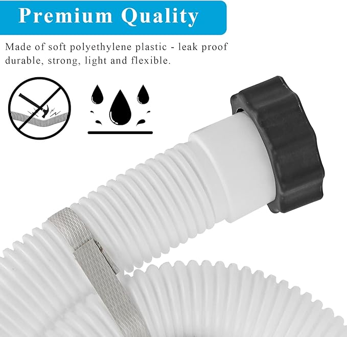 1.5" Pool Pump Hose for Intex Sand Filter Pump & Saltwater System, 59" Long Pool Sand Filter Hose 29060E Replacement for Coleman Above Ground Pool Filter - 2 PCS