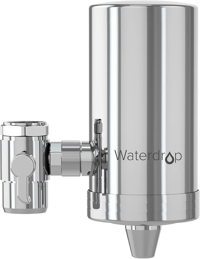 Waterdrop FC-06 Water Filter for Sink Faucet, 360° Rotating Stainless Steel, NSF Certified Faucet Water Filter for Kitchen Sink, Reduce Chlorine, 3 Months Long Lasting Tap Water Filter, 1 Filter