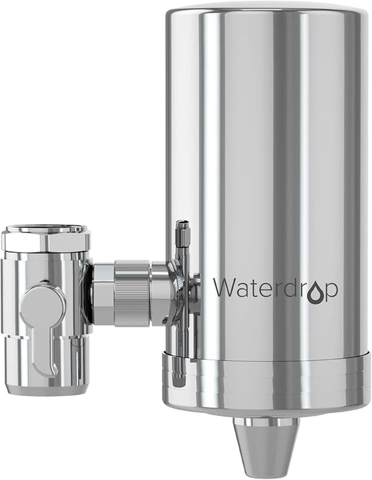 Waterdrop FC-06 Water Filter for Sink Faucet, 360° Rotating Stainless Steel, NSF Certified Faucet Water Filter for Kitchen Sink, Reduce Chlorine, 3 Months Long Lasting Tap Water Filter, 1 Filter