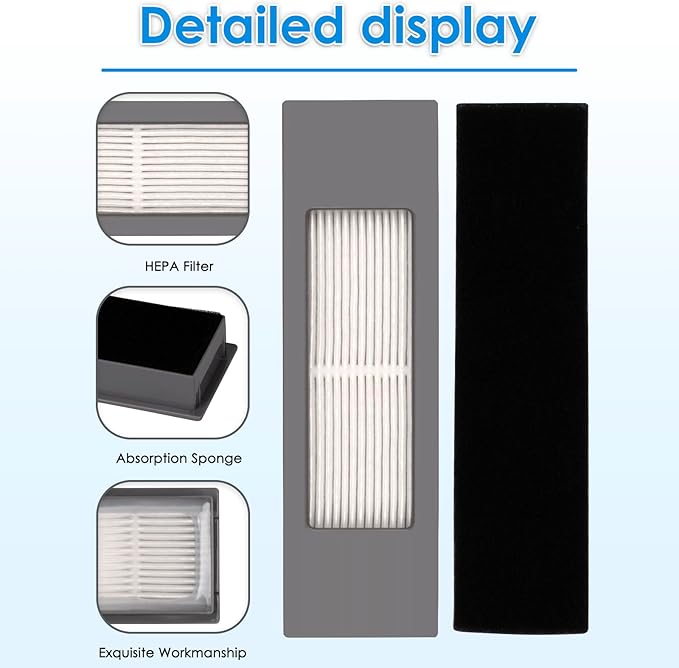 (6 Pieces) T8 HEPA Filter For Robot Vacuum ECOVACS DEEBOT OZMO N10 N10 Plus 920 950 T8 AIVI Max T9 T5 N5 N7 N8+ N8 Pro Plus DX55 DX93 DJ65, Robot Vacuum Cleaner Filter Accessories