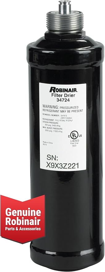 Robinair 34724 A/C Recycling Filter-Drier Spin-On Replacement Filter - Compatible with 34288, 34288NI, 34788, 34788NI, 34788NI-H, 34888HD, 34988, 34988NI, 34998, AC1234-4/6/9 RRR Machines + More