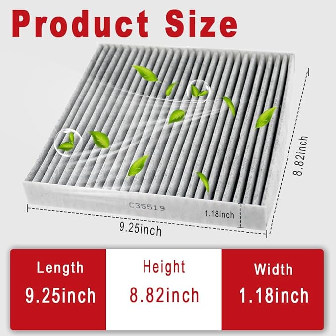 Cabin Air Filter Compatible with Honda Accord Civic Pilot Odyssey CR-V Ridgeline Crosstour Passport, Compatible with Acura TL RDX MDX TSX TLX RL ILX RLX ZDX with Activated Carbon CF10134