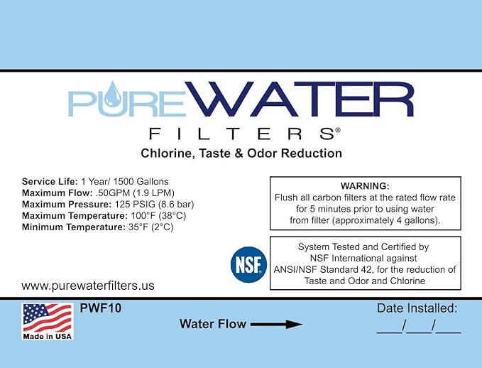 Inline Water Filter For Refrigerators, Ice Makers, Coffee Makers, Water Fountains, Water Coolers, Sink Faucets, RV, Campers, and Boats - with 1/4" Quick-Connect Fittings