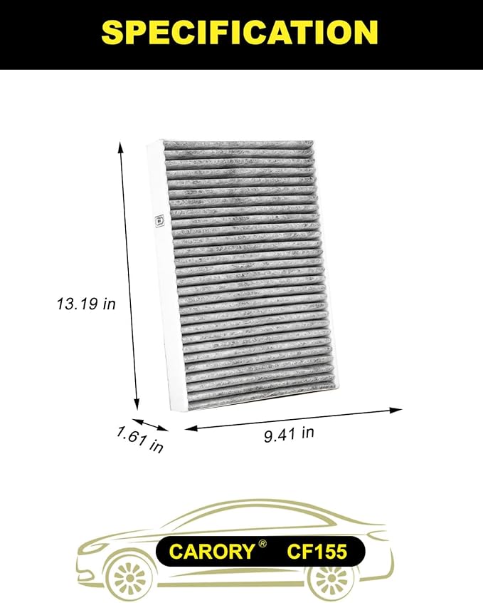 CARORY Cabin Air Filter w/Activated Carbon for Volvo XC60 (2018-2025), XC90 (2016-2026), S60, S90, V60, V90, V60/V90 CC, Polestar 1; OE# 31434971, 31407748, 31404469, 31407747, CF12155, CUK34003