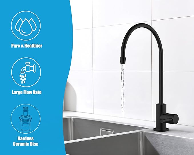 Havin Black Bar Sink Faucet, RO Water Filter Faucet,Drinking Water Faucet fits Most Water Filtration System, Kitchen Reverse Osmosis Faucet, Stainless Steel Filter Tap, Beverage Faucet for Bar Sink
