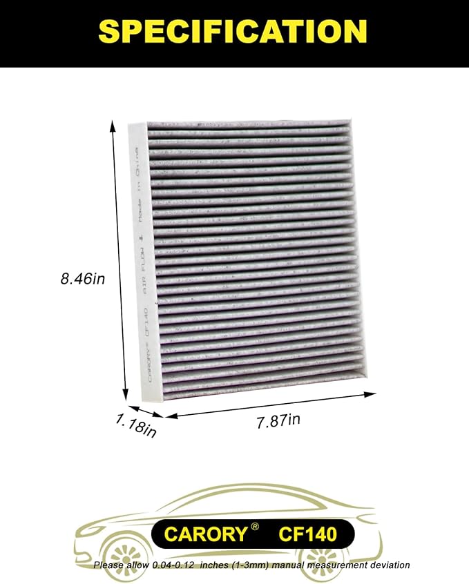 Cabin Air Filter w/Activated Carbon for Mitsubishi Outlander 2007-2024, Outlander Sport 2015-2025, Nissan Altima 2002-2006, Maxima 2004-2008, Infiniti G35 2003-2007 - Replaces CF10140, 7803A005