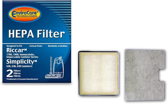 EnviroCare Replacement HEPA Vacuum Cleaner Filter Designed to Fit Riccar Immaculate & Impeccable RF17, 1800 + 1700. Simplicity S30, S36, S38 Canisters