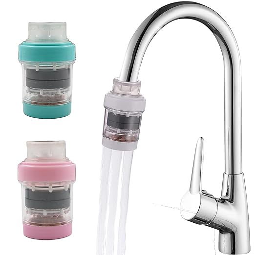 2 Pack Faucet Water Filter, Faucet Mount Filters Purifier Kitchen Tap Filtration Activated Carbon Removes Chlorine Fluoride Heavy Metals Hard Water for Home Kitchen Bathroom(White)