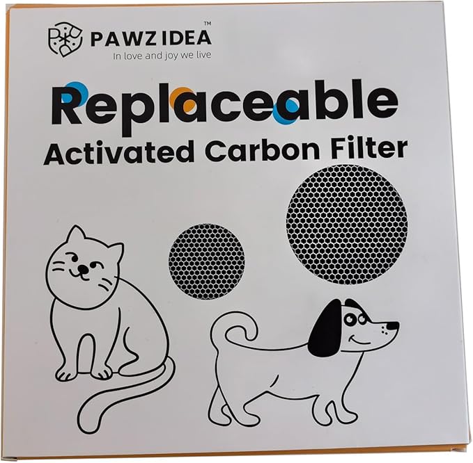 PAWZIDEA Activated Carbon Filter Replacement for Dog Poop Trash Can, 3.15" x 3.15" Thick Deodorizing Carbon Filters, Fits 2.1 Gallon Wall Mount & 5.3 Gallon Outdoor Waste Can, 4-Pack, Replace Monthly