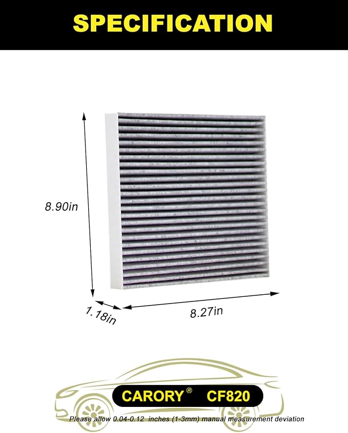 Cabin Air Filter w/Activated Carbon for Hyundai, Kia, Genesis - Tucson, Elantra, Santa Fe, Santa Cruz, Sportage, Sorento, Sonata, Ioniq 5, Ioniq 6, K5, Elantra N, Niro, EV6, EV9, GV60