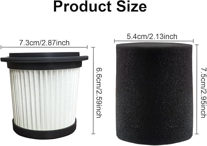 2 Pack Hepa Filter and 4 Pack Foam Filter Compatible with AIRDIYA P1 VG3,MHRMHR KP1108,Bieiao Cordless Vacuum Cleaner