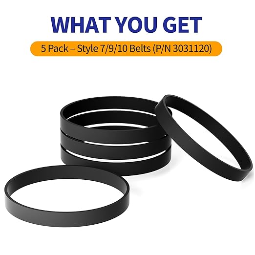 5-Pack for Bissell Style 7/9/10 P/N 3031120 Vacuum Belts Fits PowerForce Helix CleanView Swivel Rewind Pet Powerlifter Pet Hair Eraser Vacuum Cleaner 2031093 32074 3031123
