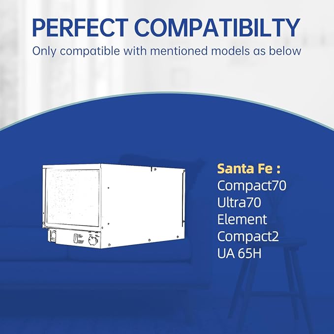 9 x 11 x 1 Dehumidifier Filter MERV 13 Compatible with Santa Fe Compact2, Compact70, Ultra70 Dehumidifier, UA 65H, # 4029748 Dehumidifiers Replacement Parts (2-Pack)