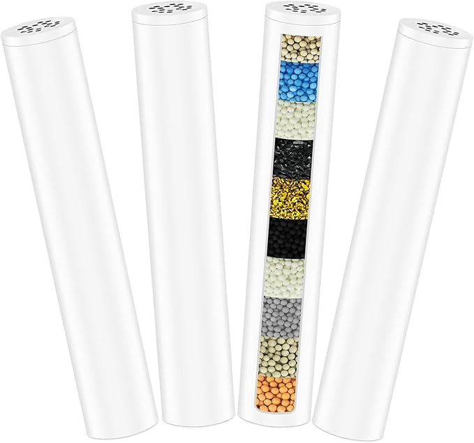 4 PACK Multi-Stage Filter Replacement Compatible with FEELSO 7 Spray Mode Filtered Shower Head.Water Replacement Filters for Handheld Shower Head，filters impurities, purifies water quality.