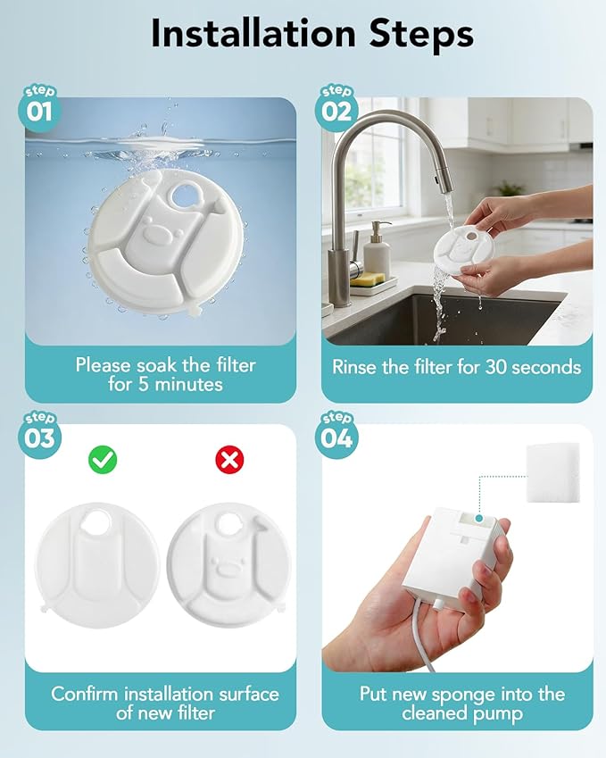 8+8 Pack Dog Water Fountain Replacement Filters Compatible with Petlibro Capsule Dog Fountain PLWF008, 12 Months Supply of Dog Water Dispenser Filter Accessories with 1 Cleaning Brush