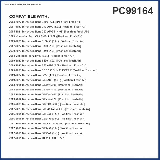 PG PC99164 Cabin Air Filter| Fits 2023-21 Mercedes-Benz GLC300e, 2023-19 CLS450, 2022-17 E300 (Located Under Hood)