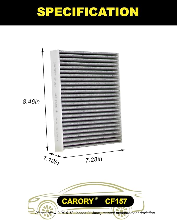 CARORY Cabin Air Filter w/Activated Carbon for Toyota Camry, Corolla, RAV4, Prius, Highlander, Sienna, Venza, Crown, Lexus ES350, ES300h, NX250, RX350, RX450h, Subaru Outback, Mazda CX9 and More