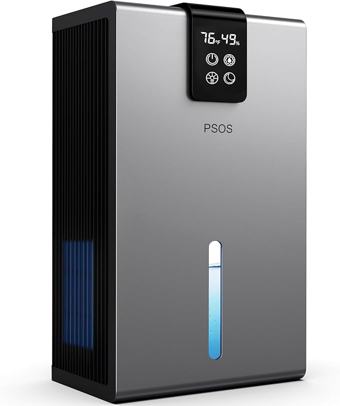 Dehumidifier, Dehumidifiers for Home, 98 OZ Water Tank, (1000 sq.ft) Quiet Dehumidifier for Basement Bathroom Bedroom with Humidity Display, Auto Shut Off, Relaxing 7 Color Ambient Light(Gray)