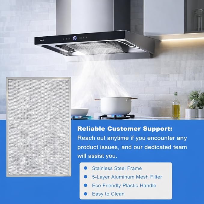 BPS1FA36 Range Hood Filter, 5-Layer Aluminum Mesh, Stainless Steel Frame, 11-3/4 x 17-1/4 x 3/8 Inch, Compatible with Broan WS1, QS1, WS2 Series (2)