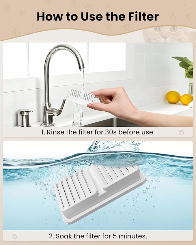 Replacement Filter for Cat water Fountain - 12 Packs Pet Water Bowl Filters - 12 Filters & 12 Sponges for Stainless Steel Cats/Dog Water Dispenser - Activated Carbon & Sponge Foam Filtered