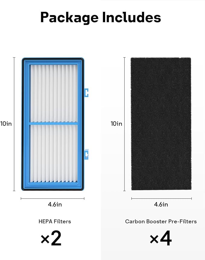 Leemone Aer1 Filter Replacement for Holmes Air Purifiers, 2 True HEPA Filters + 4 Carbon Booster Filters, HAPF30AT
