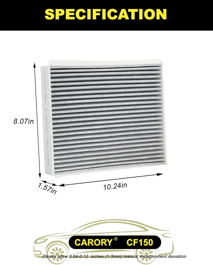 Cabin Air Filter w/Activated Carbon for Ford F-150 2015–2025, Expedition 2018–2024, F-150 Lightning 2022–2024, Super Duty F-250/F-350/F-450/F-550,Lincoln Navigator 2018–2024, and More