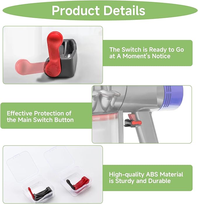 2 Pcs Vacuum Cleaner Power Button, On Off Control Clamp Compatible with Dyson Trigger Lock Switch Replacement Parts Accessories for Homeowners Elderly Users V6 V7 V8 V10 V11 V15