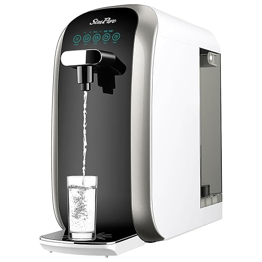 SimPure Y7P-BW UV Countertop Reverse Osmosis Water Filter, NSF/ANSI 58 Certified, 5 Stage RO Water Filtration System, Water Purifier for Home, No Installation, 4: 1 Pure to Drain, Classic Pure Taste