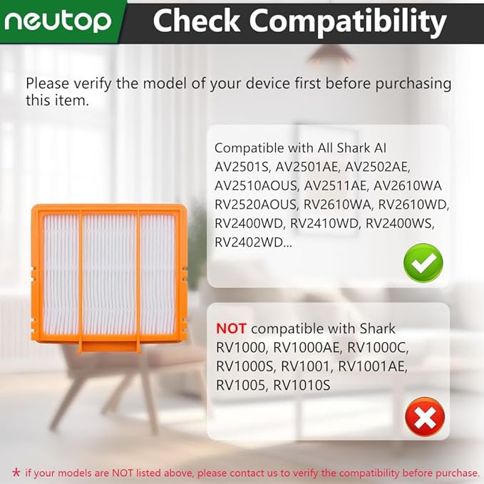 Replacement Filters Compatible with All Shark AI AV2501S AV2501AE AV2502AE RV2520AOUS AV2510AOUS AV2511AE RV2610WA RV2610WD Robot Vacuums with Self-Empty Base, 4-Pack.
