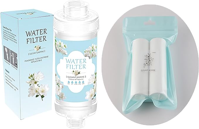 Shower Filter Vitamin C for Hard Water Filter + 2 Shower Aromatherapy Replacement Cartridge Bathroom Accessories Remove Chlorine Fluoride Heavy Metals Jasmine
