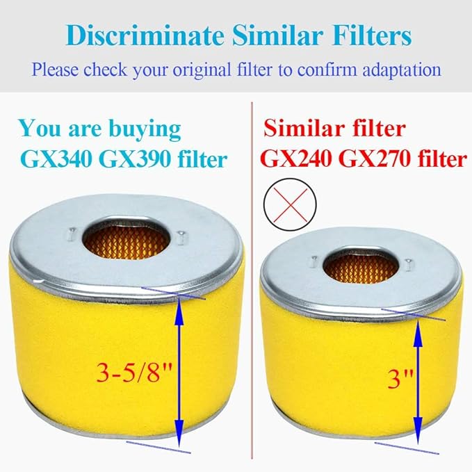 HOODELL 5 Pack 17210-ZE3-505 Air Filter, Replace 17210-ZE3-010 Air Cleaner, Fit for Honda GX390 13HP GX340 11HP Engine Air Filter