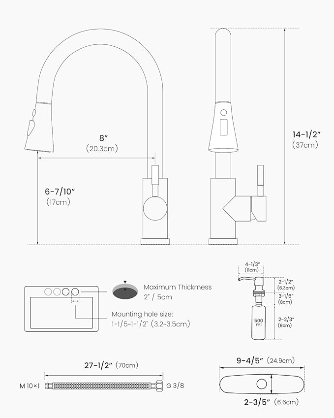 APPASO Touchless Kitchen Faucet, CUPC-Certified Hoses, Matte Black Hands Free Sink Faucet with Soap Dispenser and Pull Down Sprayer 3 Modes, Activated Motion Sensor Faucets S304 Stainless Steel
