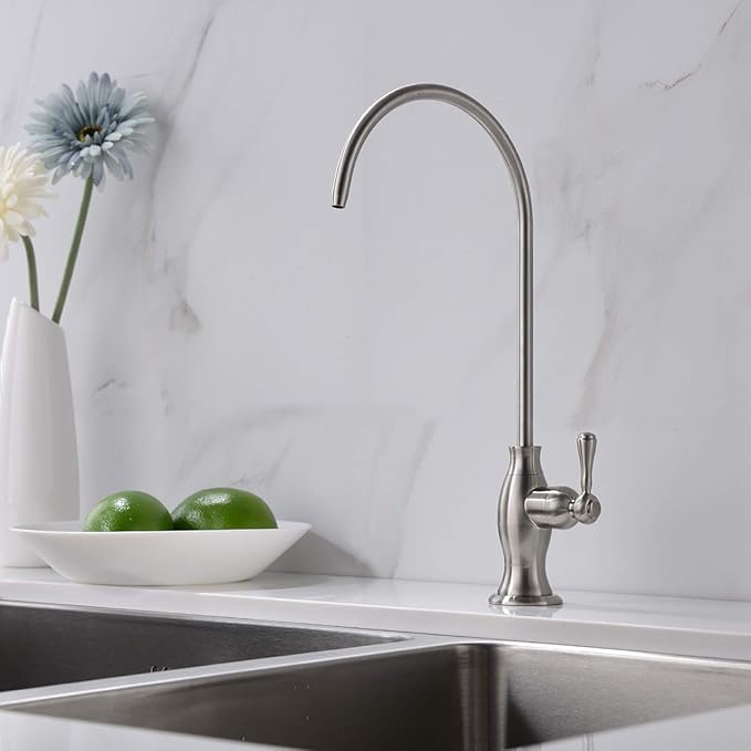Stainless Steel Water Filter Faucet Delle Rosa Commercial Water Filtration Faucet for Under Sink Water Filter System Modern Brushed Nickel Kitchen Bar Sink Drinking Water Faucet,Non-Air Gap RO Faucets