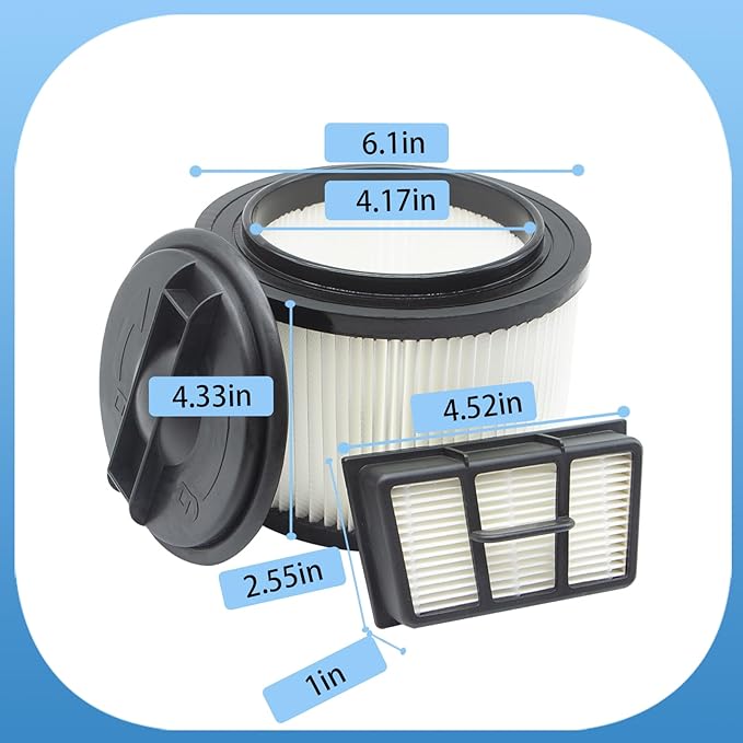 2 Pack VF408 HEPA Filter Replacement for Vacmaster VF408 4 Gallon Wet/Dry Vacuum Cleaner, Compare to Part# VF408 & VFHF