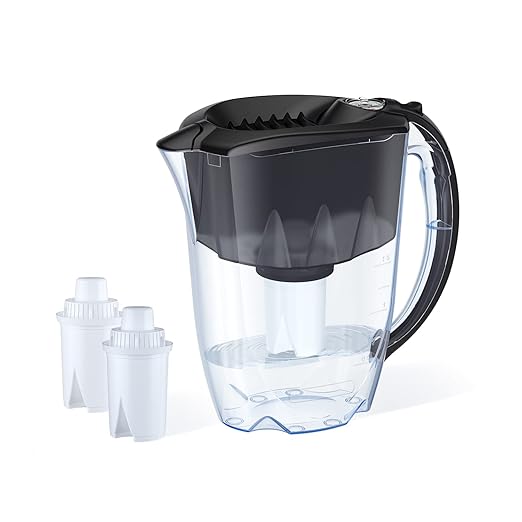 AQUAPHOR 7 Cup Ideal Water Filter Pitcher with 3 x B15 Filter | Reduces Chlorine & Heavy Metals | Fast Flow Water Filtration | BPA-Free & Dishwasher Safe | Improved & Filtered Water | Black