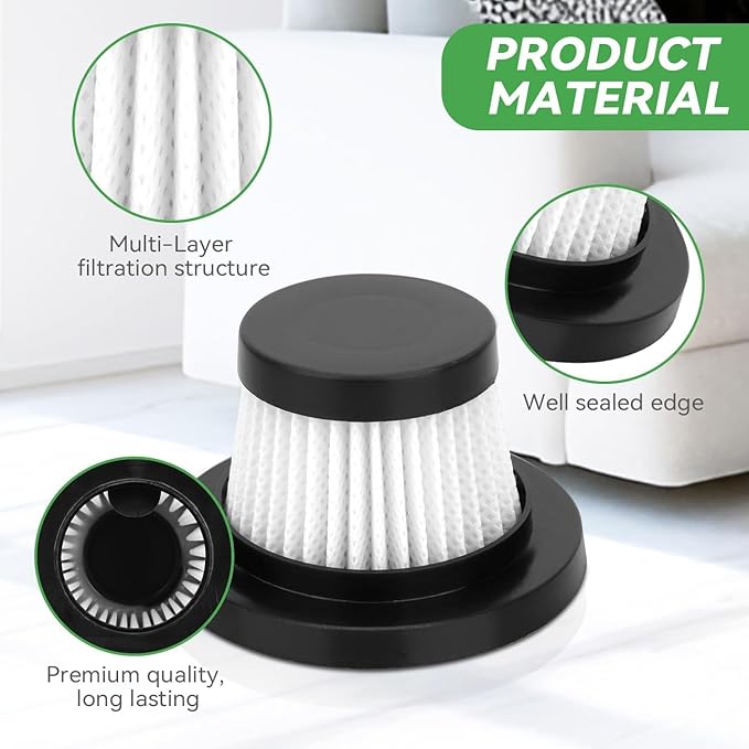 Vacuum Filter for Cordless Vacuum Cleaner as Seen on TV - Replacement HEPA Filter for Vac Compact Cordless Handheld Vacuum 15 Pack