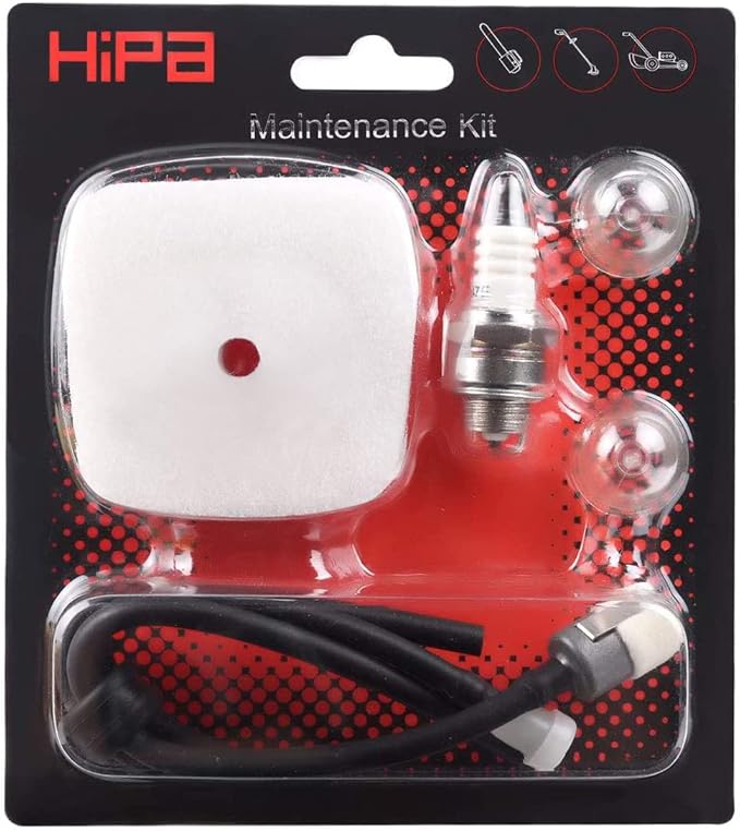 HIPA Air Filter Tune Up Kit for Mantis Tiller 7222 7222E 7222M 7225 7230 7240 7920 7924 Cultivator C1U-K82 with Primer Bulb Fuel Line Spark Plug Repower Kit