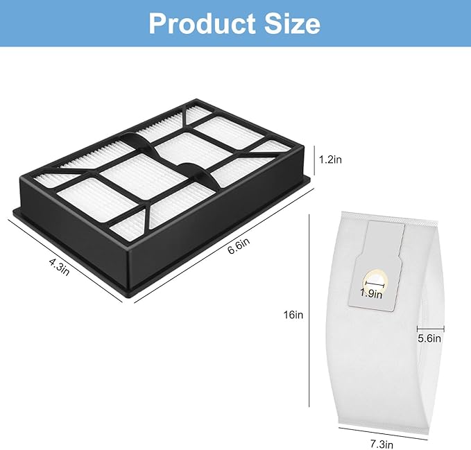53294 Type O HEPA Cloth Vacuum Bags Replacement + EF-9 53296 HEPA Filter Compatible with Kenmore 31140 31150 BU1017 BU1005, 6 Pack