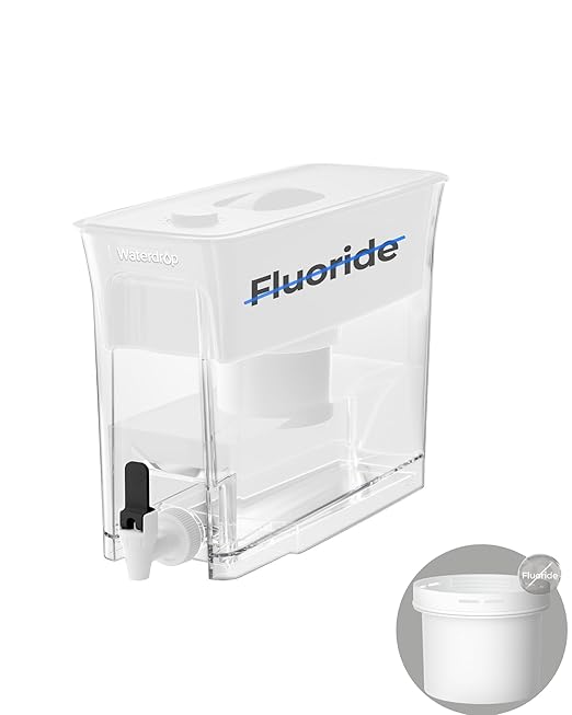 Waterdrop WFD-02W Water Filter Dispenser, Fluoride Reduction, 35-Cup with 1 Filter, 150-Gallon Long-Life, Large Capacity, Reduces Chlorine, PFOA/PFOS and More, BPA Free, White