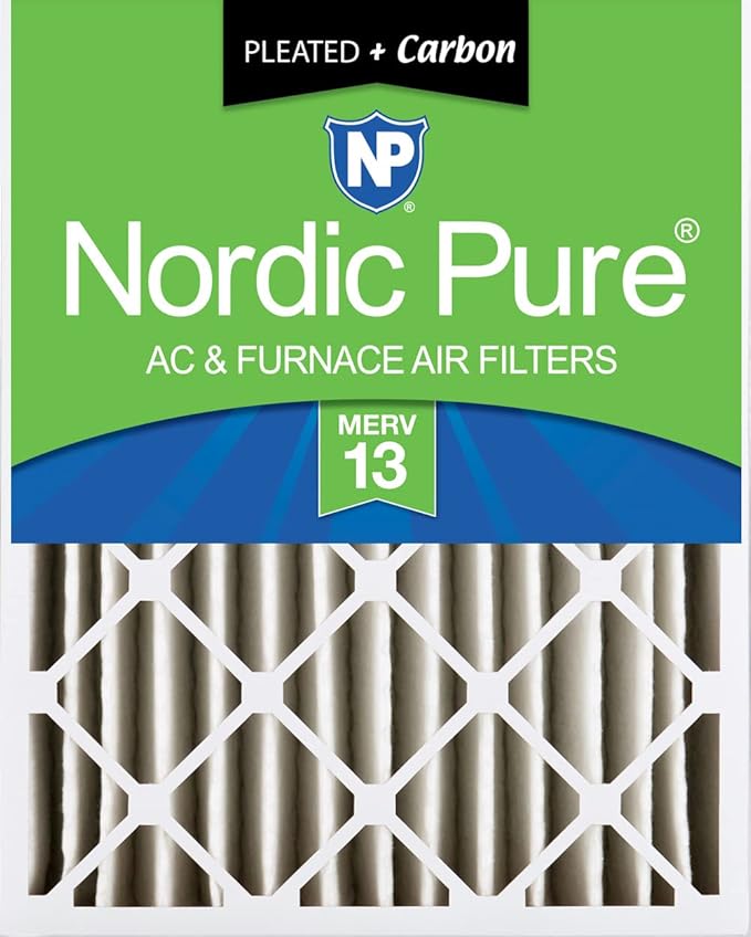 Nordic Pure 20x24x4 (Actual Size: 19 3/8 x 23 3/8 x 3 5/8) Pleated Air Filters MERV 13 Plus Carbon 1 Pack