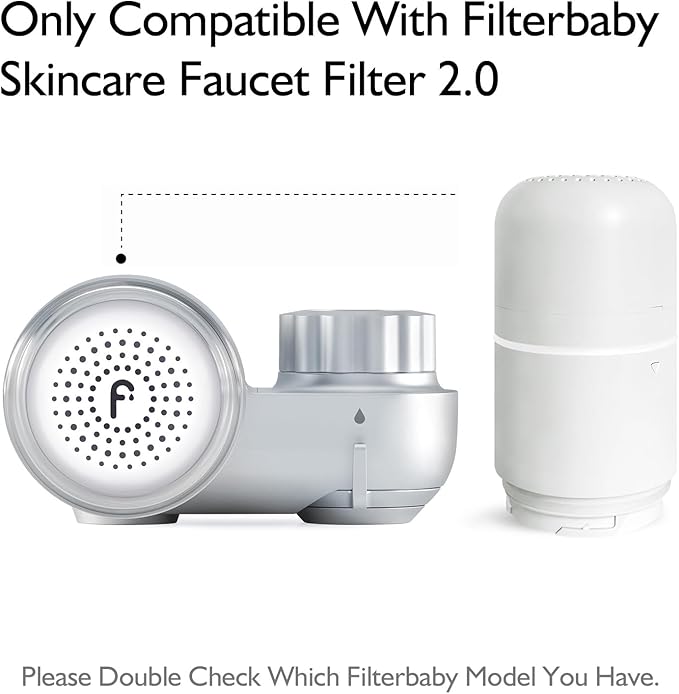 Filterbaby Skincare Filter 2.0 Replacement Cartridge, Bathroom Sink Faucet Filter Replacement, 99.9% Chlorine Removal, Only Compatible with Filterbaby 2.0, 1 Pack