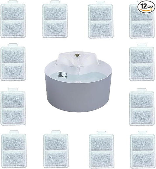 12X Small Water Activated Carbon Filter Compatible with Whisker City Automatic Pet Fountain Free-Fall Fountain and Corner Fountain, Whisker City 50 oz and 150 oz (12, Small)