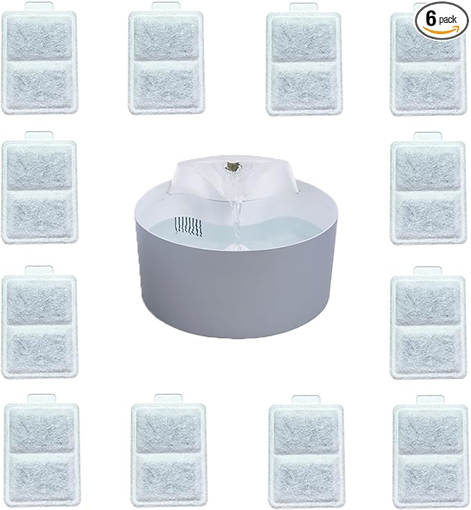 6 X Small Water Activated Carbon Filter Compatible with Whisker City Automatic Pet Fountain Free-Fall Fountain and Corner Fountain, Whisker City 50 oz and 150 oz